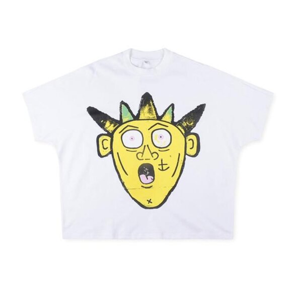 Billionaire Studios Vibrant Yellow Alien Face Graphic T Shirt